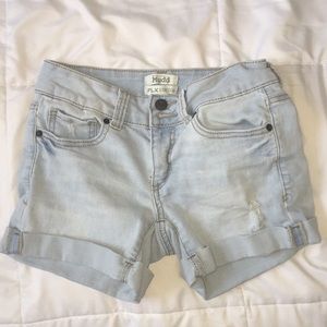 LIGHT WASH DENIM SHORTS
